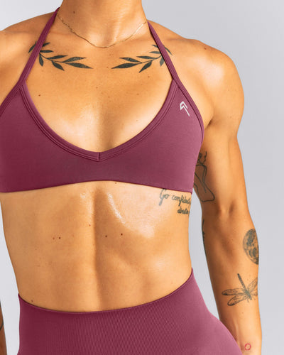 EnhanceLift™ Seamless Minimal Halter Neck Bralette New Branding | Burnt Maroon Red