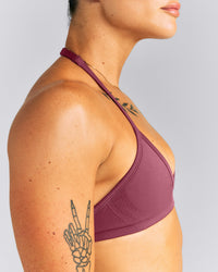 EnhanceLift™ Seamless Minimal Halter Neck Bralette New Branding | Burnt Maroon Red