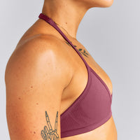 EnhanceLift™ Seamless Minimal Halter Neck Bralette New Branding | Burnt Maroon Red
