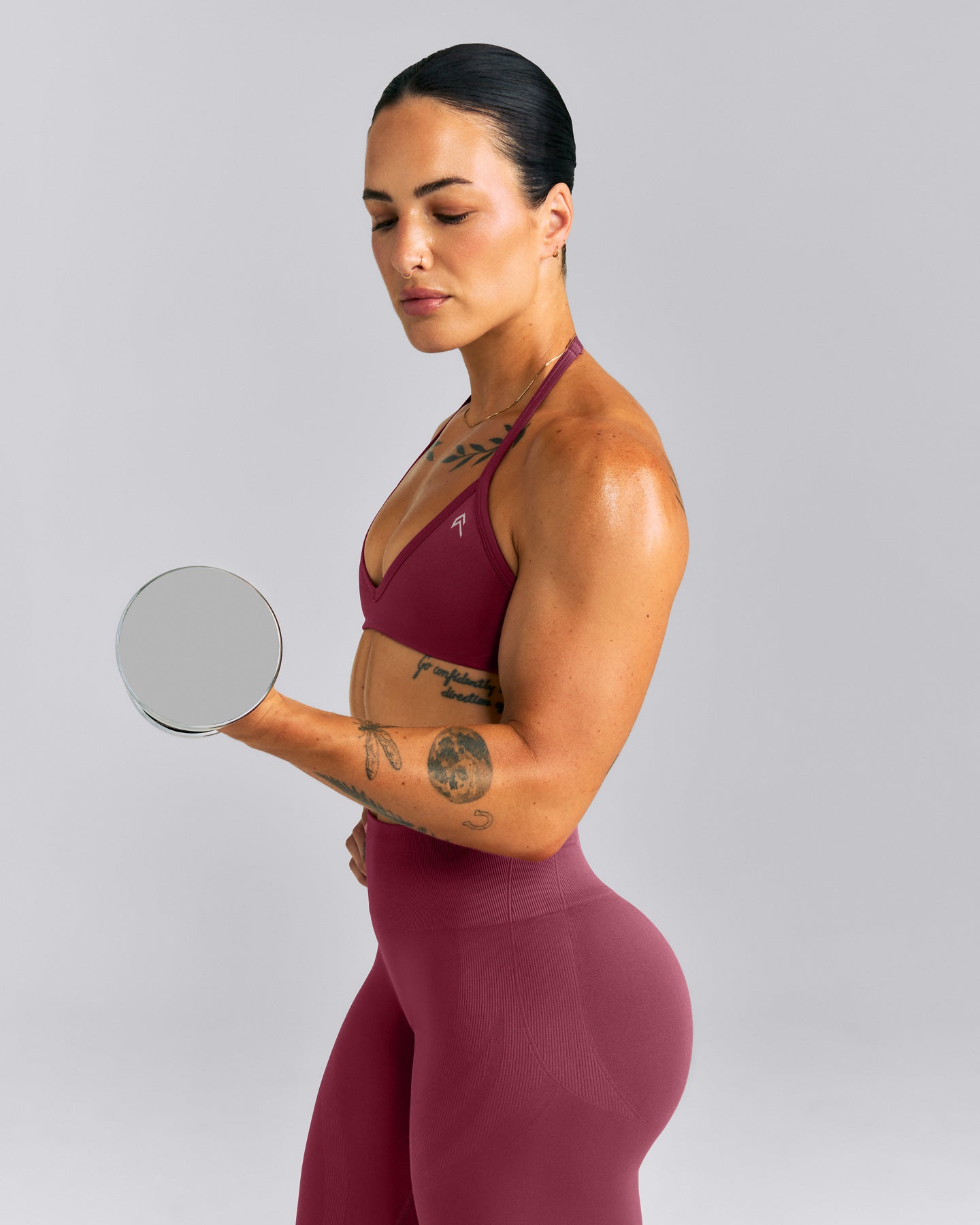 EnhanceLift™ Seamless Minimal Halter Neck Bralette New Branding | Burnt Maroon Red