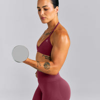 EnhanceLift™ Seamless Minimal Halter Neck Bralette New Branding | Burnt Maroon Red