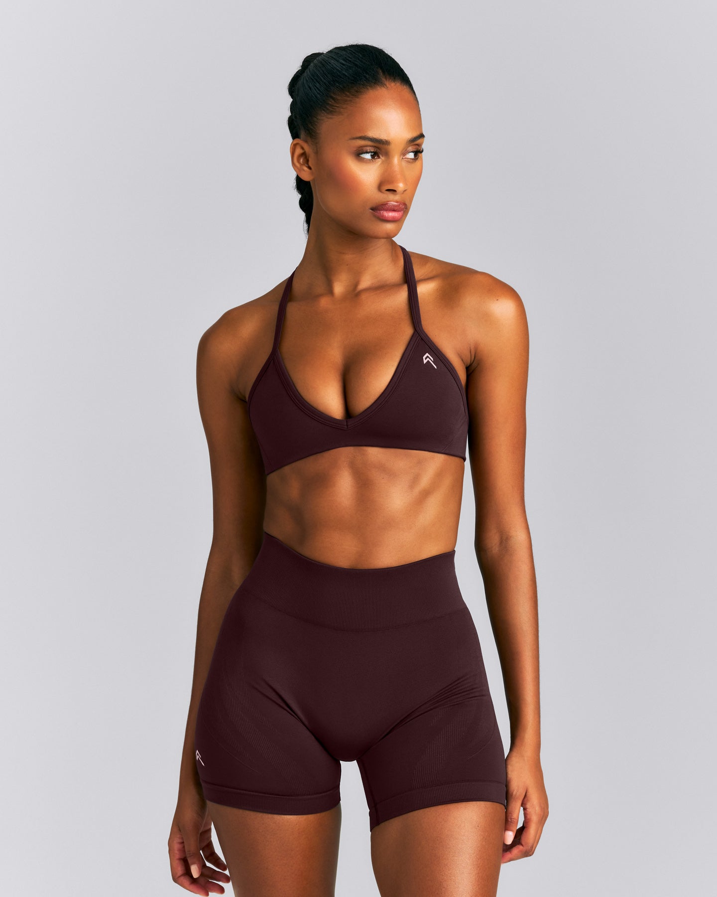 EnhanceLift™ Seamless Minimal Halter Neck Bralette New Branding | Plum Brown
