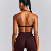 EnhanceLift™ Seamless Minimal Halter Neck Bralette New Branding | Plum Brown