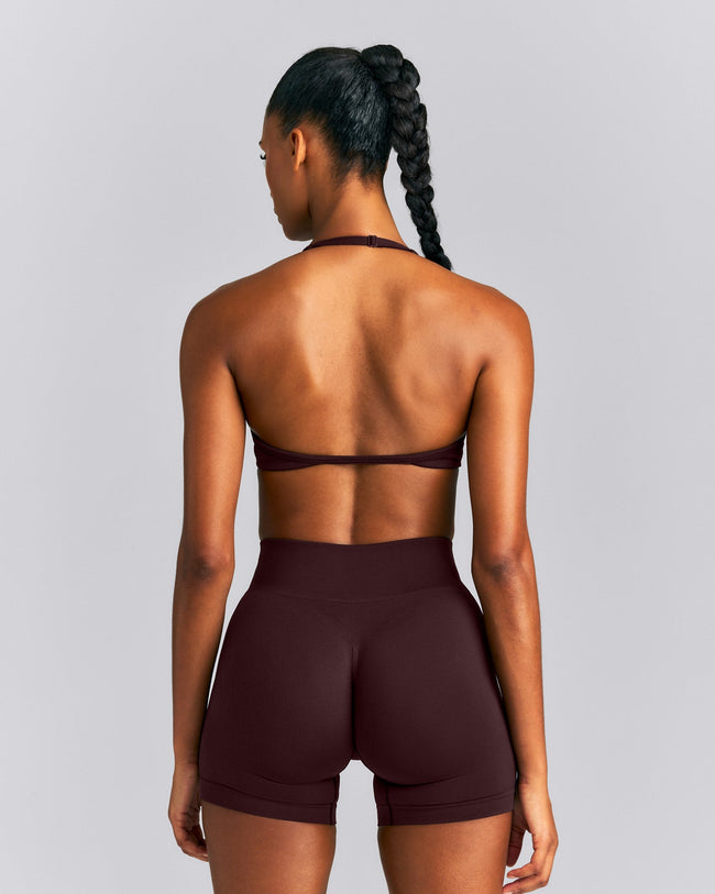 EnhanceLift™ Seamless Minimal Halter Neck Bralette New Branding | Plum Brown