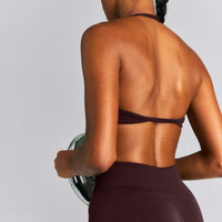 EnhanceLift™ Seamless Minimal Halter Neck Bralette New Branding | Plum Brown