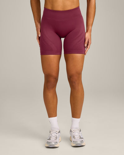 EnhanceLift™ Seamless Shorts with Gray Logo | Burnt Maroon