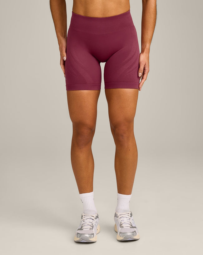 EnhanceLift™ Seamless Shorts with Gray Logo | Burnt Maroon