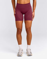 EnhanceLift™ Seamless Shorts with Gray Logo | Burnt Maroon Red