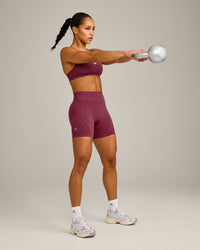 EnhanceLift™ Seamless Shorts with Gray Logo | Burnt Maroon