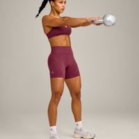 EnhanceLift™ Seamless Shorts with Gray Logo | Burnt Maroon