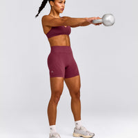 EnhanceLift™ Seamless Shorts with Gray Logo | Burnt Maroon Red