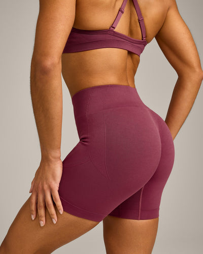 EnhanceLift™ Seamless Shorts with Gray Logo | Burnt Maroon