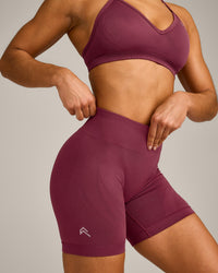 EnhanceLift™ Seamless Shorts with Gray Logo | Burnt Maroon