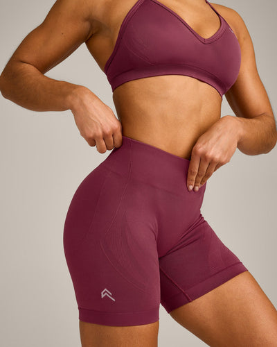 EnhanceLift™ Seamless Shorts with Gray Logo | Burnt Maroon