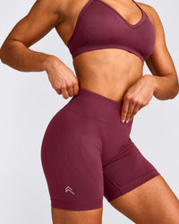 EnhanceLift™ Seamless Shorts with Gray Logo | Burnt Maroon Red