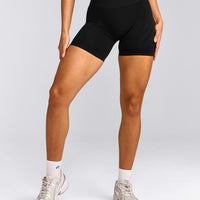 EnhanceLift™ Seamless Shorts with Gray Logo | Black