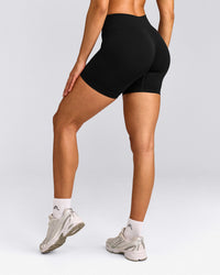 EnhanceLift™ Seamless Shorts with Gray Logo | Black