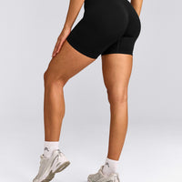 EnhanceLift™ Seamless Shorts with Gray Logo | Black