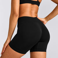 EnhanceLift™ Seamless Shorts with Gray Logo | Black