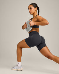 EnhanceLift™ Seamless Shorts with Gray Logo | Coal