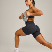 EnhanceLift™ Seamless Shorts with Gray Logo | Coal