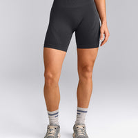 EnhanceLift™ Seamless Shorts with Gray Logo | Coal