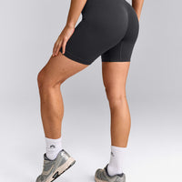 EnhanceLift™ Seamless Shorts with Gray Logo | Coal