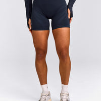 EnhanceLift™ Seamless Shorts with Gray Logo | True Blue