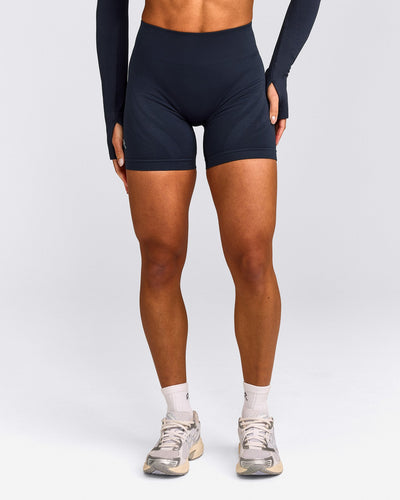 EnhanceLift™ Seamless Shorts with Gray Logo | True Blue