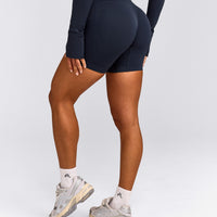 EnhanceLift™ Seamless Shorts with Gray Logo | True Blue