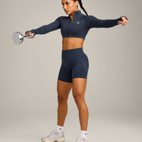 EnhanceLift™ Seamless Shorts with Gray Logo | True Blue