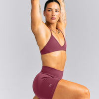 EnhanceLift™ Seamless Mid Rise Shorts New Branding | Burnt Maroon Red