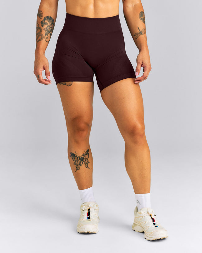 EnhanceLift™ Seamless Mid Rise Shorts New Branding | Plum Brown