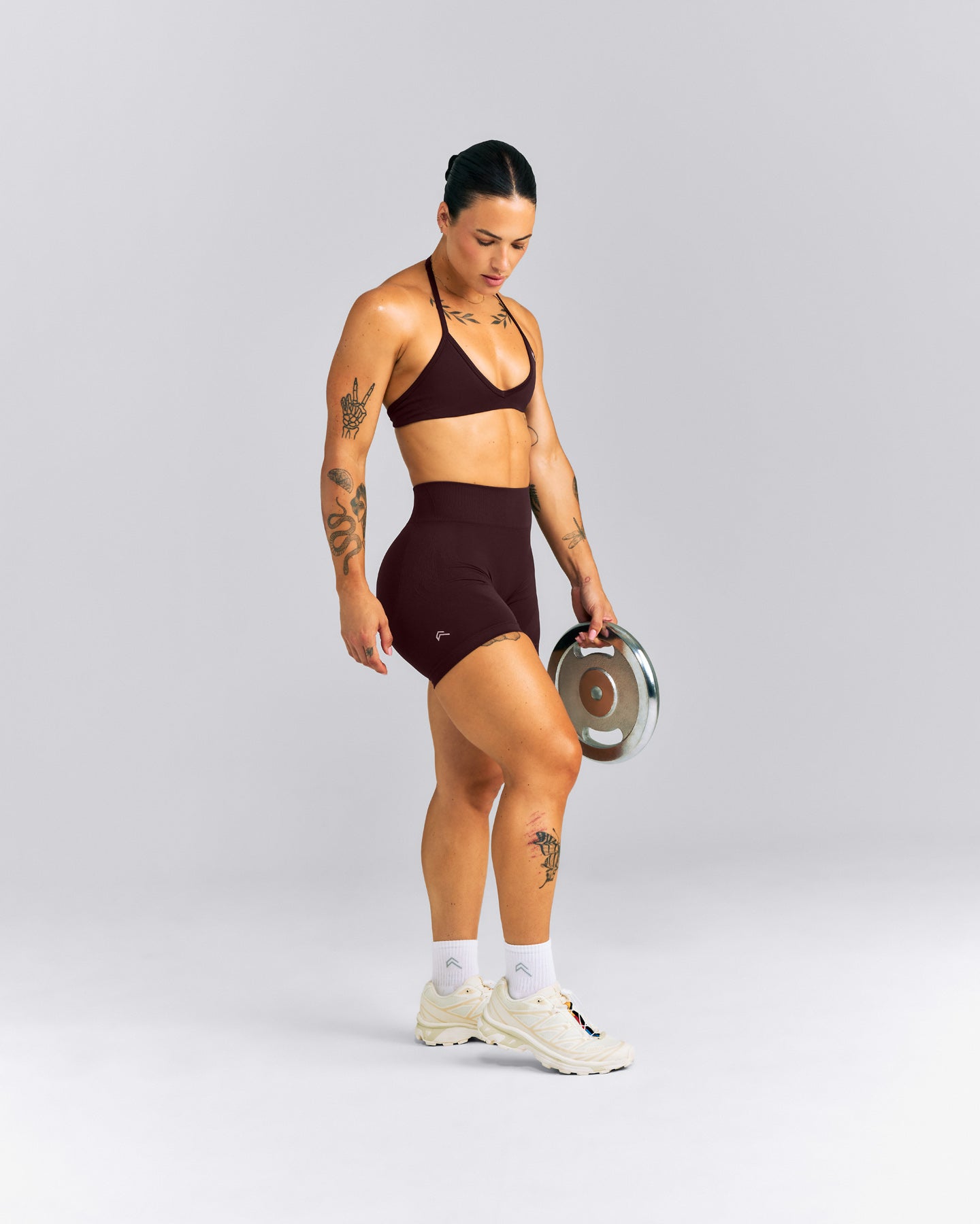 EnhanceLift™ Seamless Mid Rise Shorts New Branding | Plum Brown