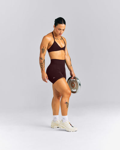 EnhanceLift™ Seamless Mid Rise Shorts New Branding | Plum Brown