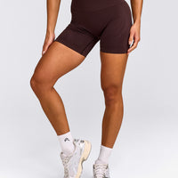 EnhanceLift™ Seamless Shorts with Gray Logo | Plum Brown