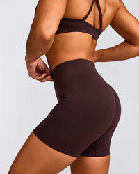 EnhanceLift™ Seamless Shorts with Gray Logo | Plum Brown
