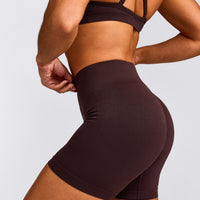 EnhanceLift™ Seamless Shorts with Gray Logo | Plum Brown