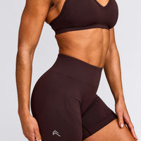 EnhanceLift™ Seamless Shorts with Gray Logo | Plum Brown