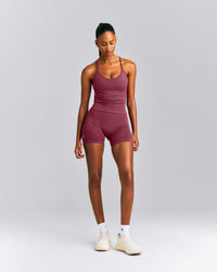 EnhanceLift™ Seamless Strappy Racer Tank Top with Built in Bra New Branding | Burnt Maroon Red