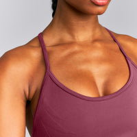 EnhanceLift™ Seamless Strappy Racer Tank Top with Built in Bra New Branding | Burnt Maroon Red