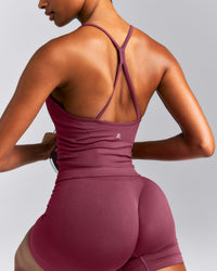 EnhanceLift™ Seamless Strappy Racer Tank Top with Built in Bra New Branding | Burnt Maroon Red