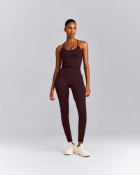 EnhanceLift™ Seamless Strappy Racer Tank Top with Built in Bra | Plum Brown