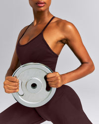 EnhanceLift™ Seamless Strappy Racer Tank Top with Built in Bra New Branding | Plum Brown