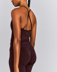 EnhanceLift™ Seamless Strappy Racer Tank Top with Built in Bra | Plum Brown