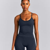 EnhanceLift™ Seamless Strappy Racer Tank Top with Built in Bra New Branding | True Blue