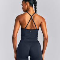 EnhanceLift™ Seamless Strappy Racer Tank Top with Built in Bra New Branding | True Blue
