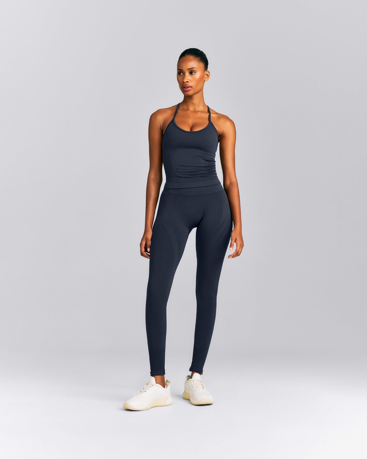 EnhanceLift™ Seamless Strappy Racer Tank Top with Built in Bra New Branding | True Blue