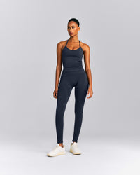 EnhanceLift™ Seamless Strappy Racer Tank Top with Built in Bra | True Blue