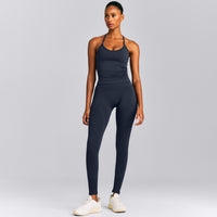 EnhanceLift™ Seamless Strappy Racer Tank Top with Built in Bra | True Blue